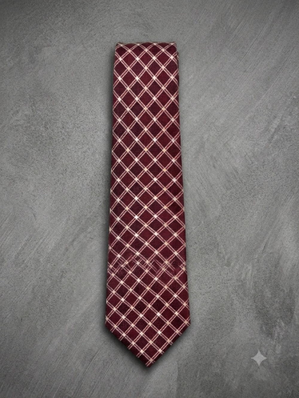 👔 Van Heusen Classic Burgundy Plaid Silk Tie